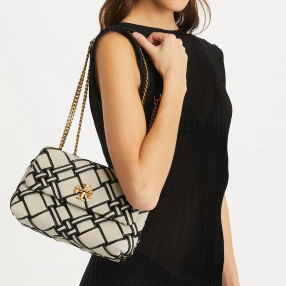 Tory Burch Small KIRA Woven Canvas Satchel NWOT - Picture 2 of 3